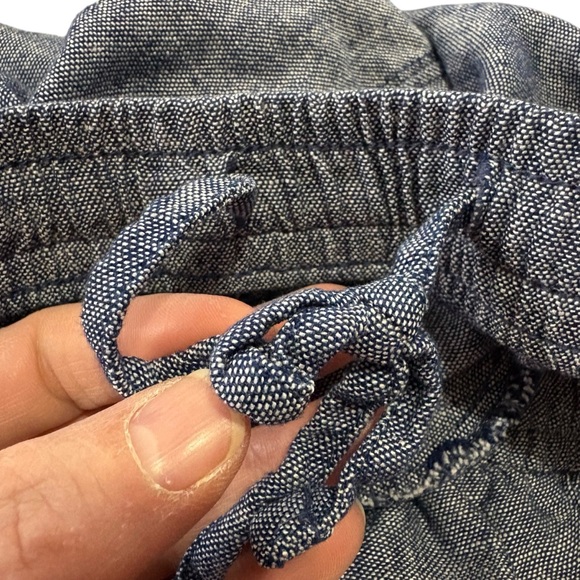 OLD NAVY | Chambray Blue Linen High Rise Crop Taper Pull-On Casual Pants size L - Picture 12 of 12